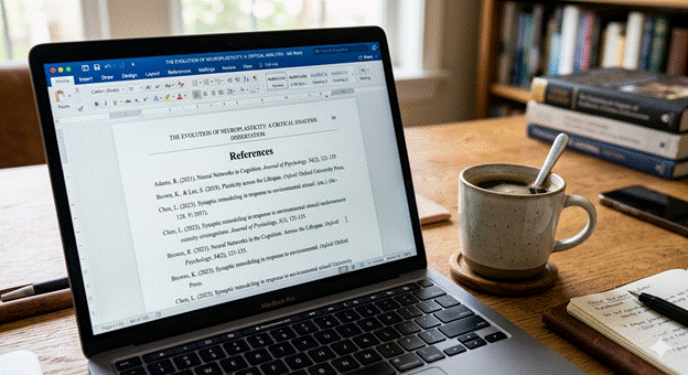 Properly formatted dissertation bibliography and citations, UK style.